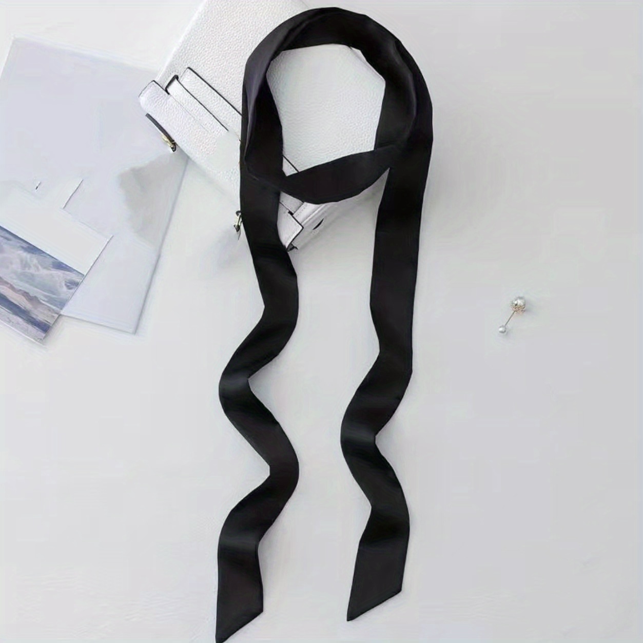 Extra Long Skinny Scarf Satin Slim Ribbon Belt Thin Tie Neck Scarf Clothes  Decor