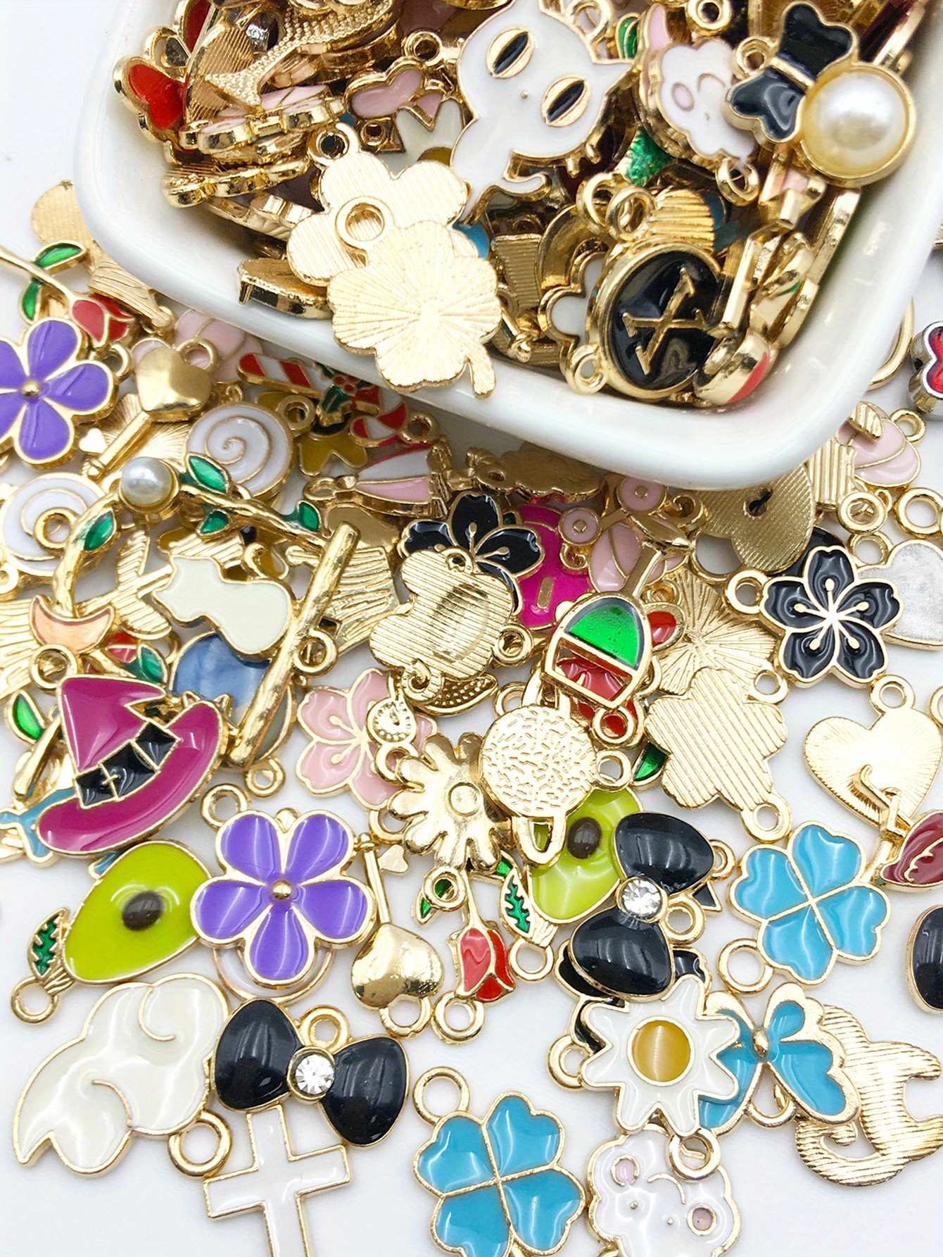 Pink Enamel Gold Plated Mix Charms Pendant for Bracelets Necklace Earring  Jewelry Making Jewelry Charms 