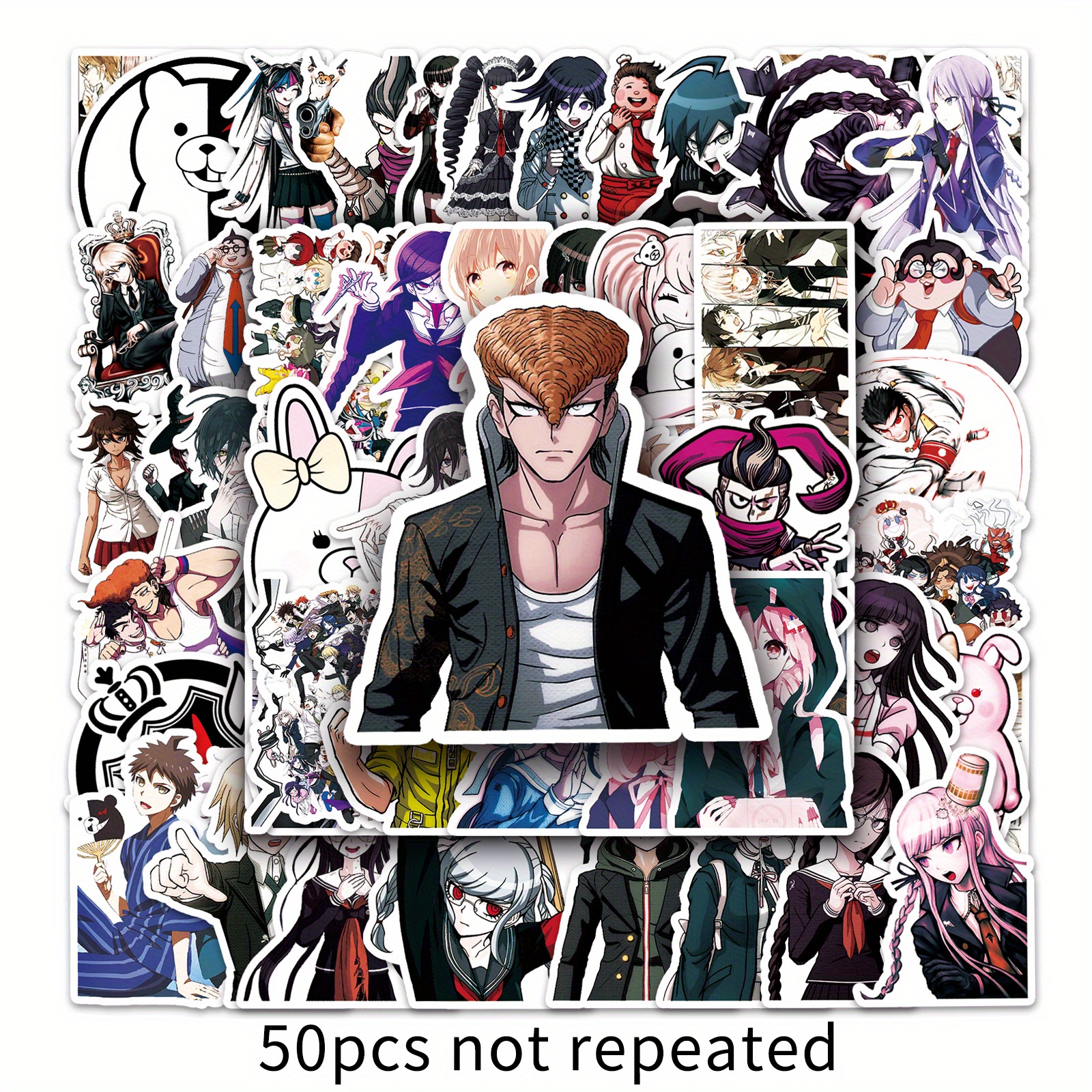 50Pcs Cartoon Anime Stickers - Waterproof Decor for Motorcycles, Cars, Laptops, Water Bottles &amp; More!