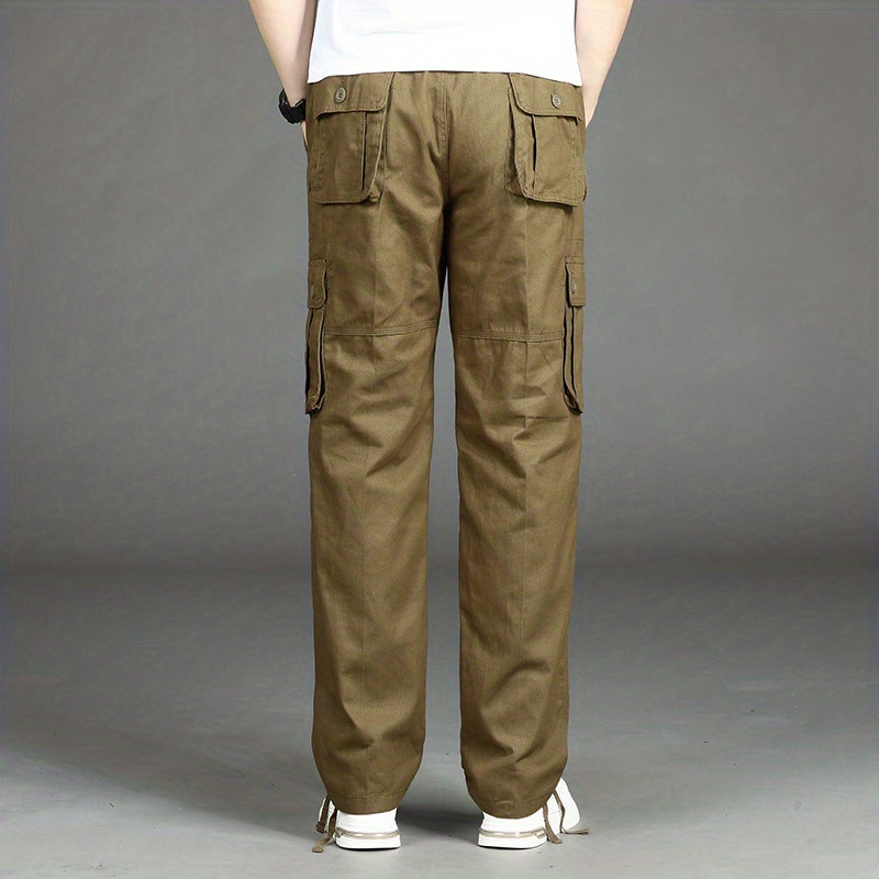 Noarlalf Cargo Pants for Men Cargo Pants Men Multi-Pocket Solid Color  Outdoor Trousers Loose Straight Leg Pants Mens Cargo Pants Men's Pants  Yellow M