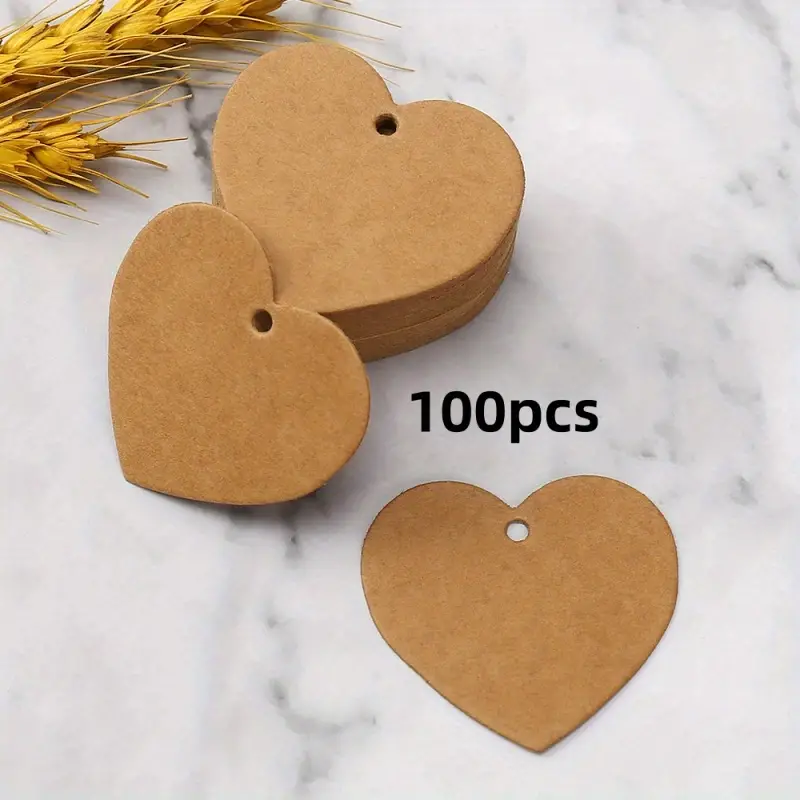 Size About ~ Love Tag Kraft Paper Blank Heart Cards Label - Temu