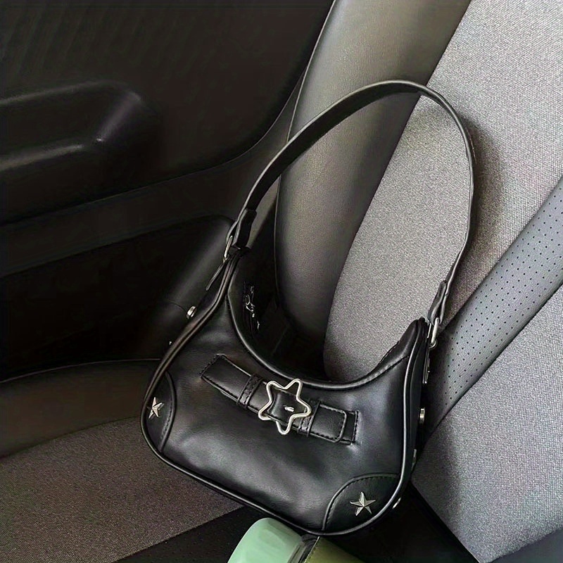Y2K Denim Underarm Bag, Star & Studded Decor Handbags, Retro Style Shoulder Purse For Women