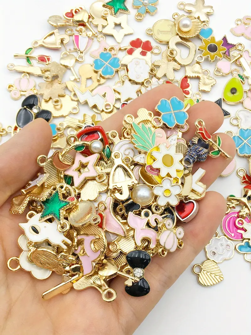 Mixed Styles Jewelry Making Charms Golden Enamel Plated - Temu
