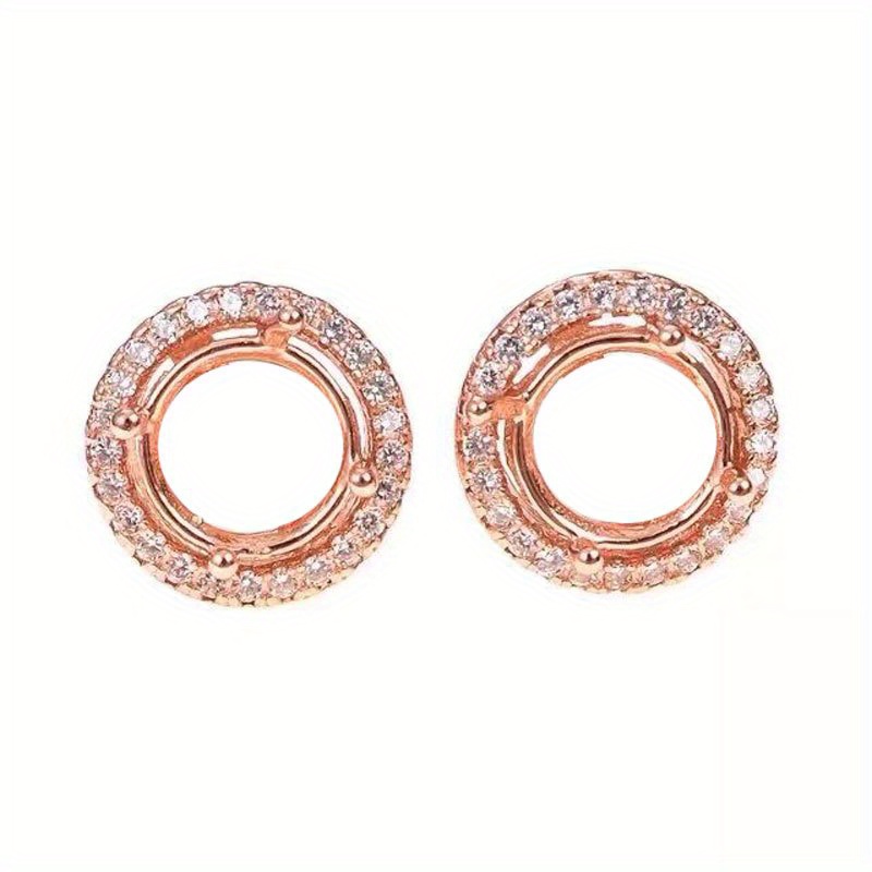 925 Sterling Silver Rose Golden Tone DIY Prong Studs