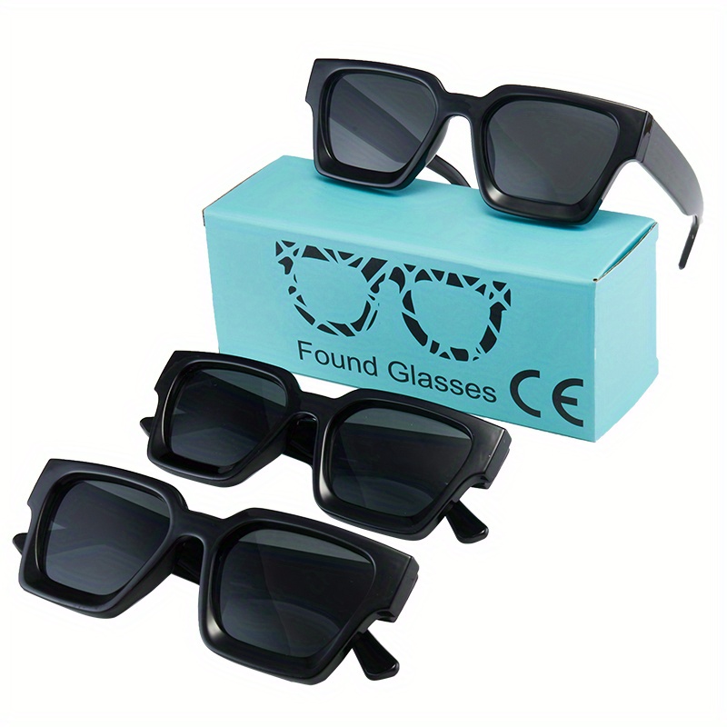 2023 New Thick Frame Sunglasses, Fashion Square Frame Sunglasses  Personality Large Frame, Men's Sunglasses Gift Mirror Box Mirror Cloth -  Temu Poland