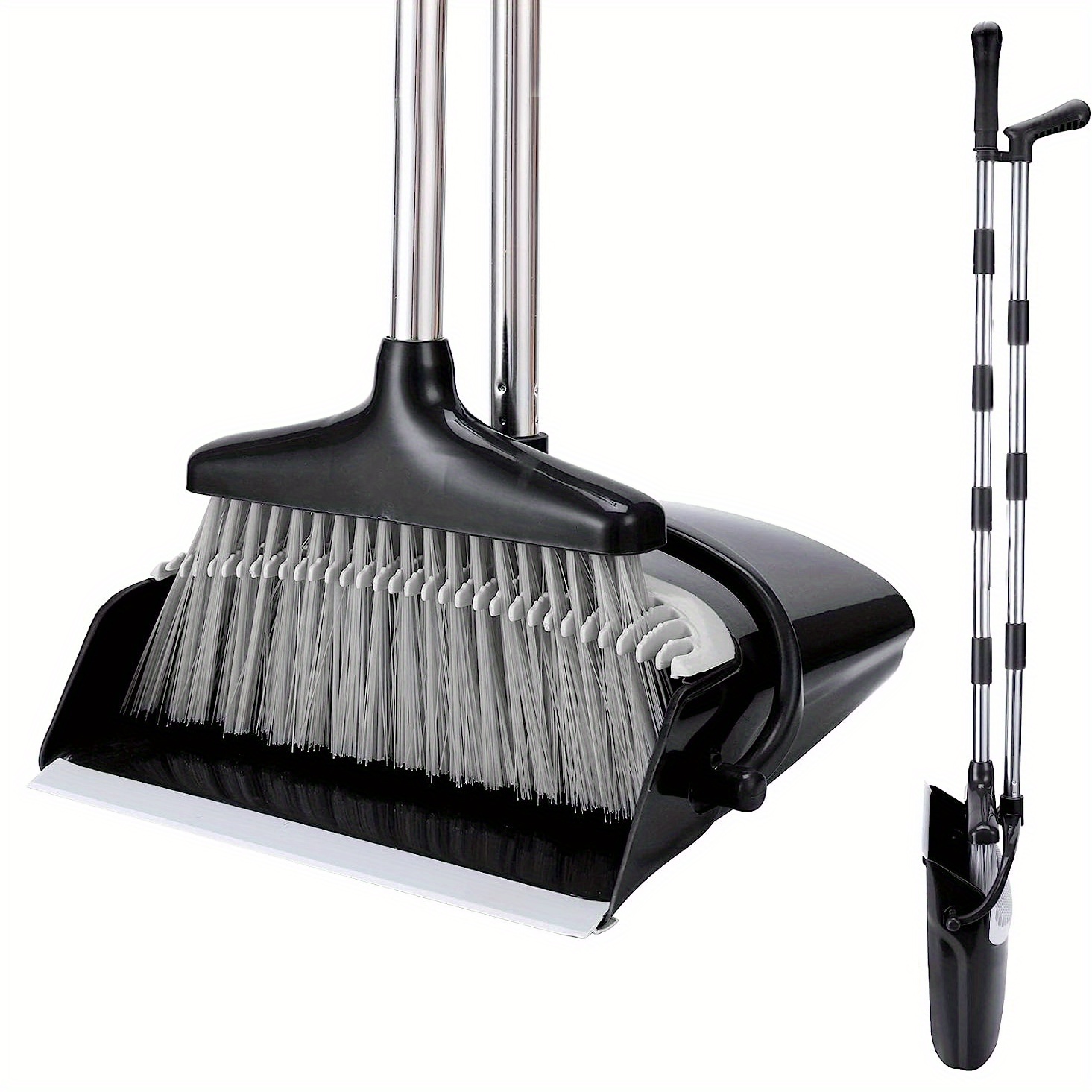 Broom And Dustpan Set, Upright Dustpan And Broom Combo Set, Self Cleaning  With Dustpan Teeth Standing Dust Pan, For Home Kitchen Easy Assembly,  Lengthen, Medium Size - Temu