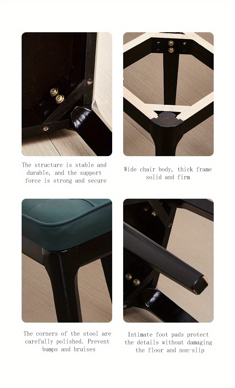 1pc light luxury solid wood soft leather stool   stacked   room   stool bench table stool dressing stool details 8