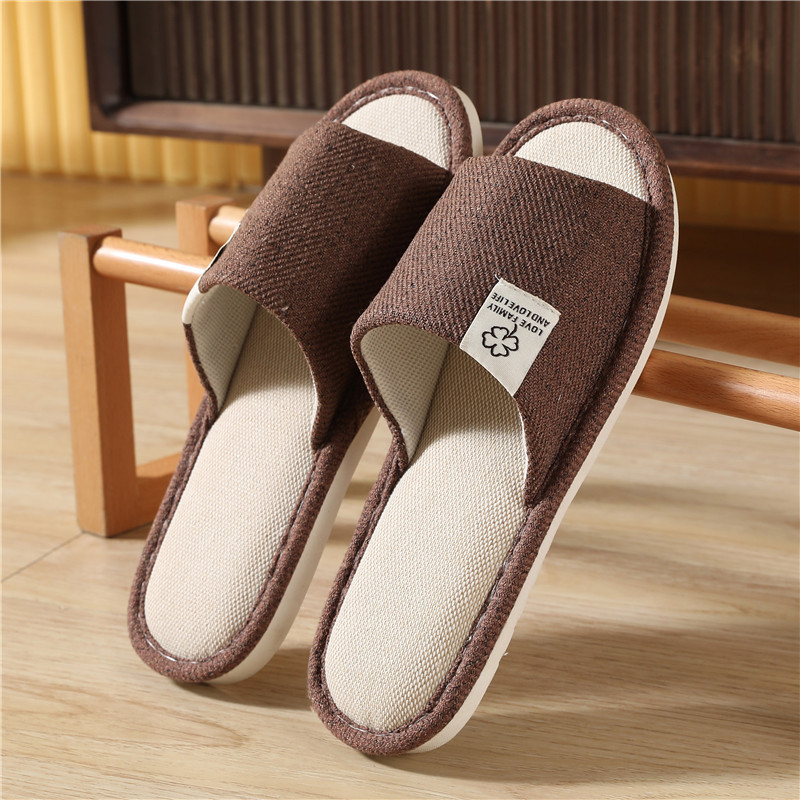 Women's Indoor Linen Slippers Comfy Open Toe Slip Home Shoes - Temu