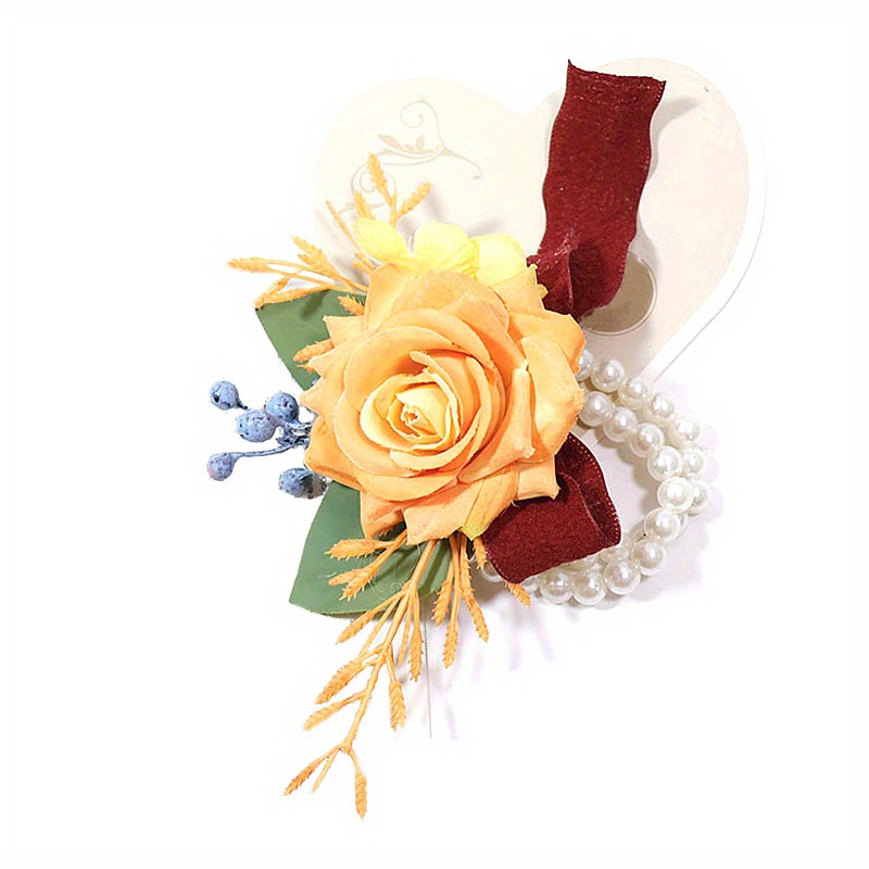 Bobasndm Prom Artificial Flower Wrist Corsage Bracelets, Homecoming Corsage  Wristlet, Boutonniere for Men Wedding Flowers Accessories Prom Decorations  
