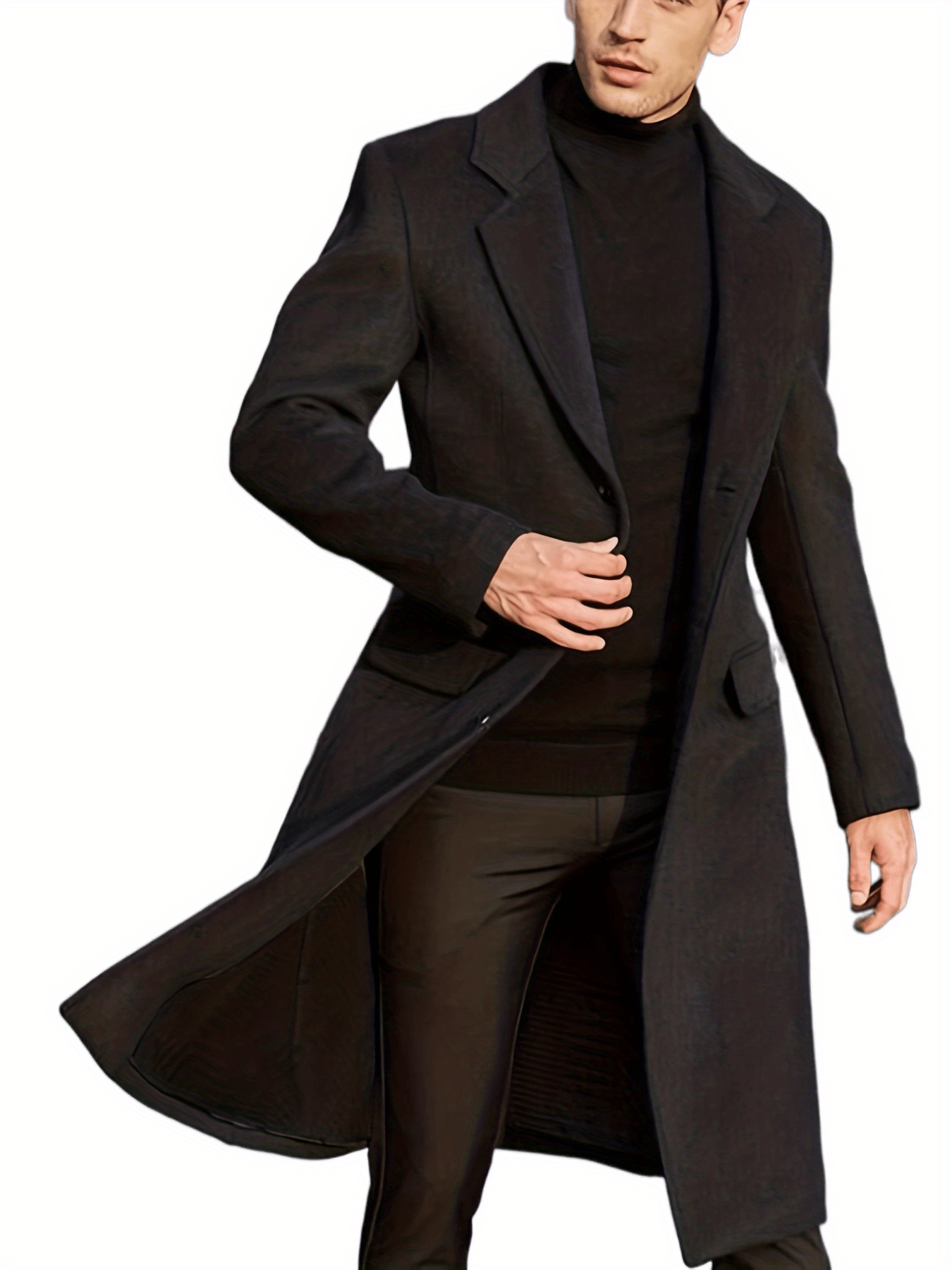 Men's Trench Coat Full Length Double Breasted Lapel Long Coat Casual Slim  Fit Fall Winter Classic Stylish Business Overcoat : : Clothing