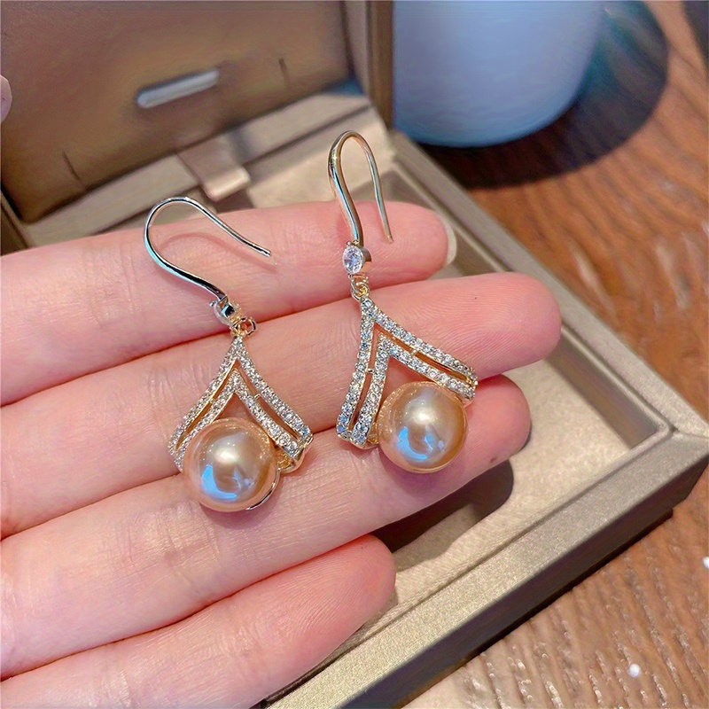 Dropship C-Shape Hook Drop Earrings Flower Shape & Faux Pearls