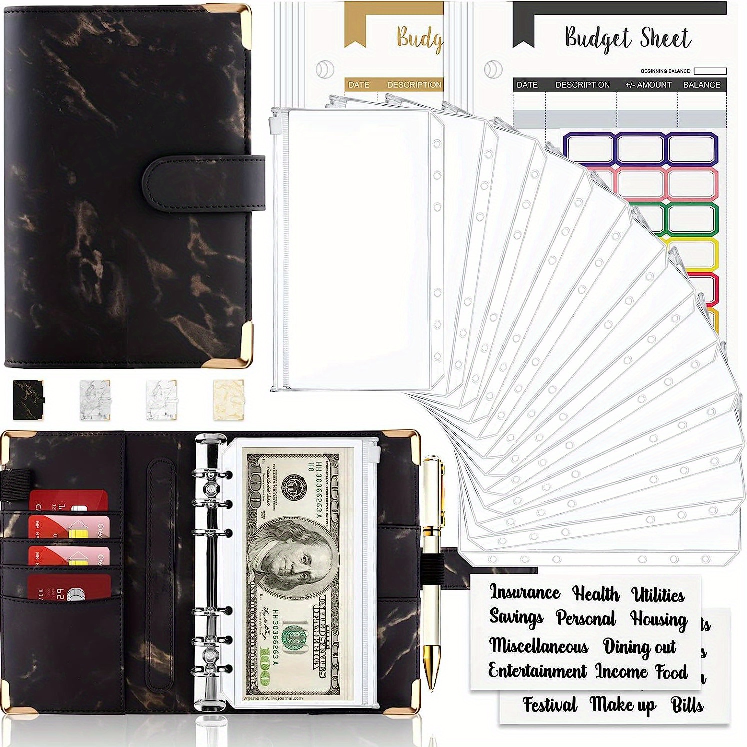 Budget Binder, Budget Cash Envelope, With Cash Envelope, 6-ring Money  Saving Binder - Temu