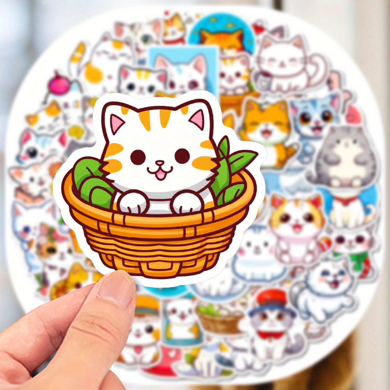 Zuroki 50 PCS Gatos Stickers Resistente al Agua Pegatinas de Moda