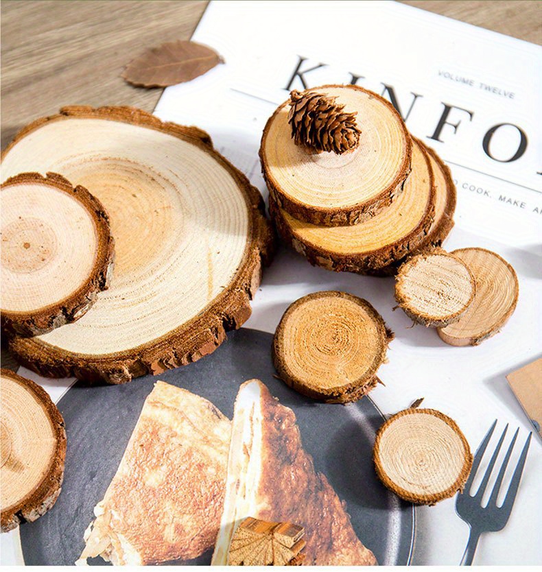 3-12cm Thick Natural Pine Unfinished Wood Slices Circleschristmas Wood  Ornaments For Crafts Wood Kit Wooden Circles Without Hole Wood Coasters  Natura