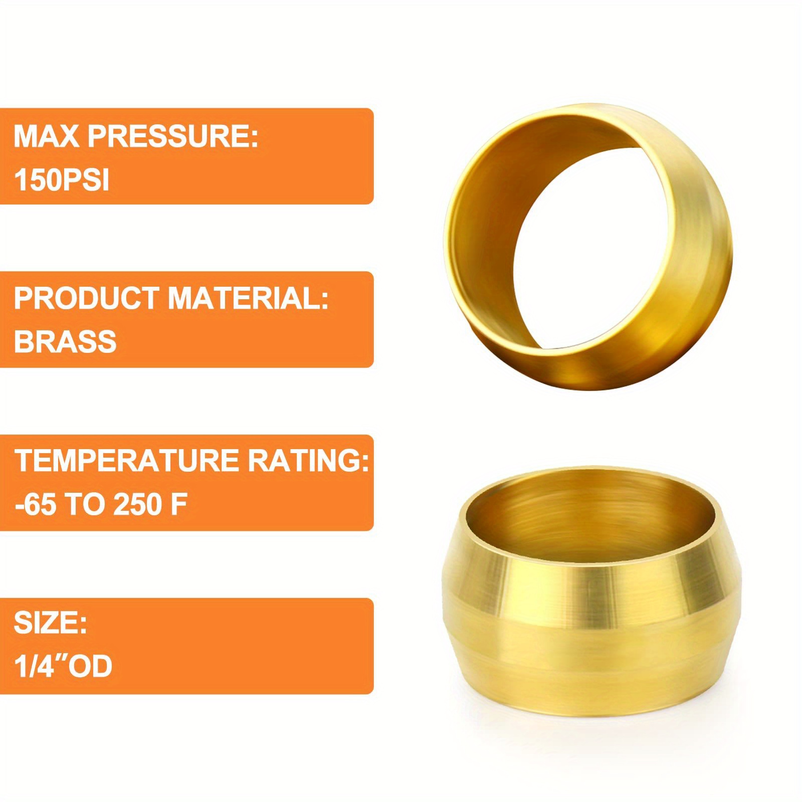 60pc 10mm Tube Brass Compression Sleeves Ferrules Brass Ferrule