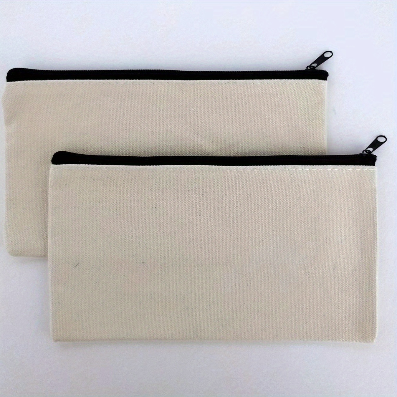 Blank Diy Craft Bag Canvas Zipper Pouch - Canvas Invoice Bill Zipper Bag  Cosmetic Bag & Makeup Bag Multi-purpose Travel Toiletry Bag School Supplies  Canvas Pouch Pen Pencil Bag With Black Zipper (