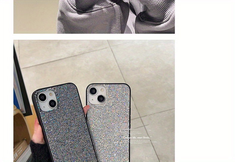 Marca Lujo Bling Glitter Sequin Funda Teléfono Suave Iphone - Temu