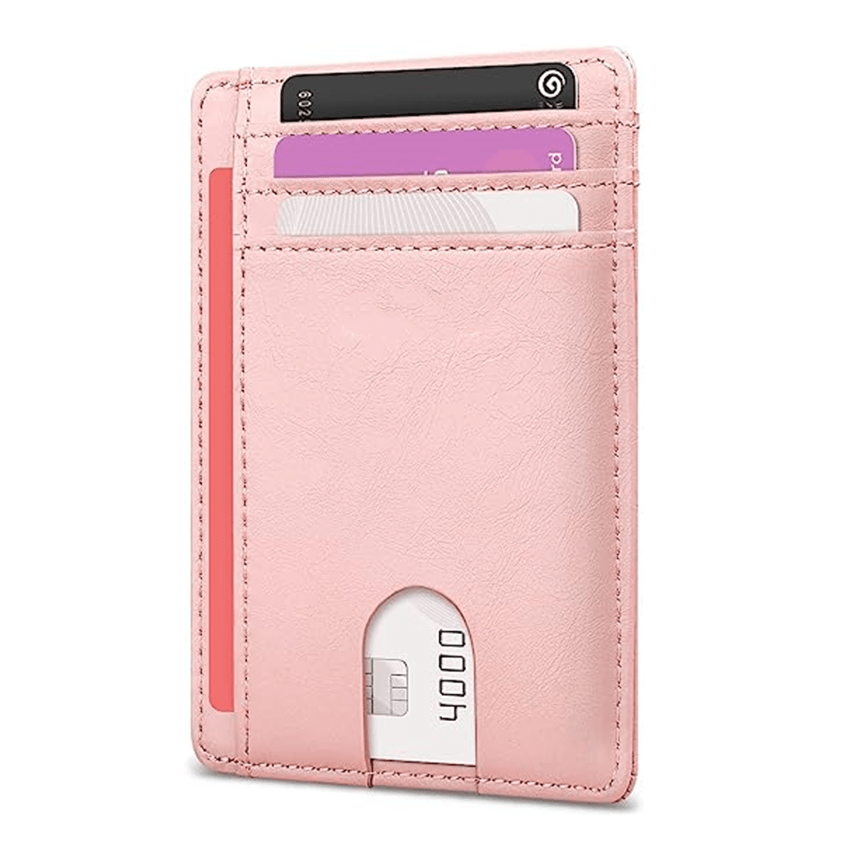 Pink Leather Women Walletminimalist Walletslim 