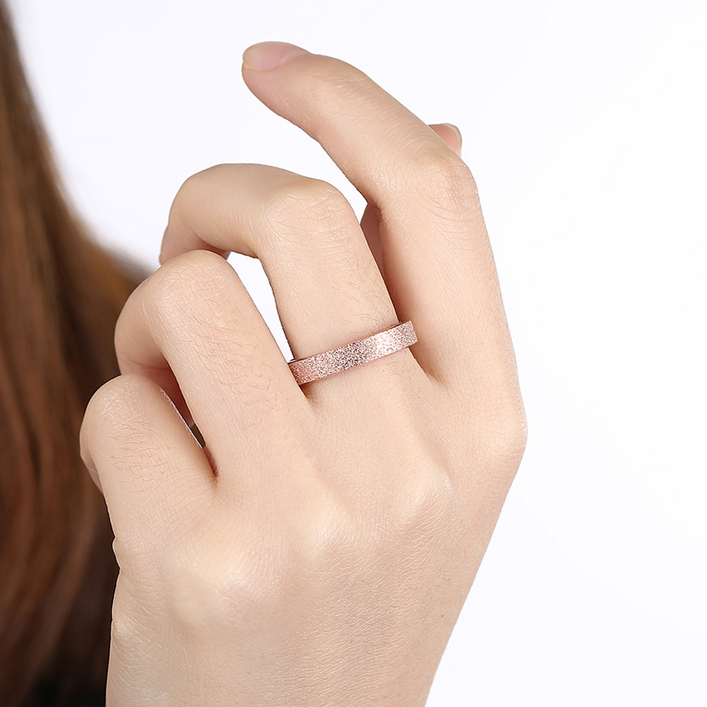 Fashion Glitter Frosted Rose Golden Ring Men Classic Simple - Temu ...