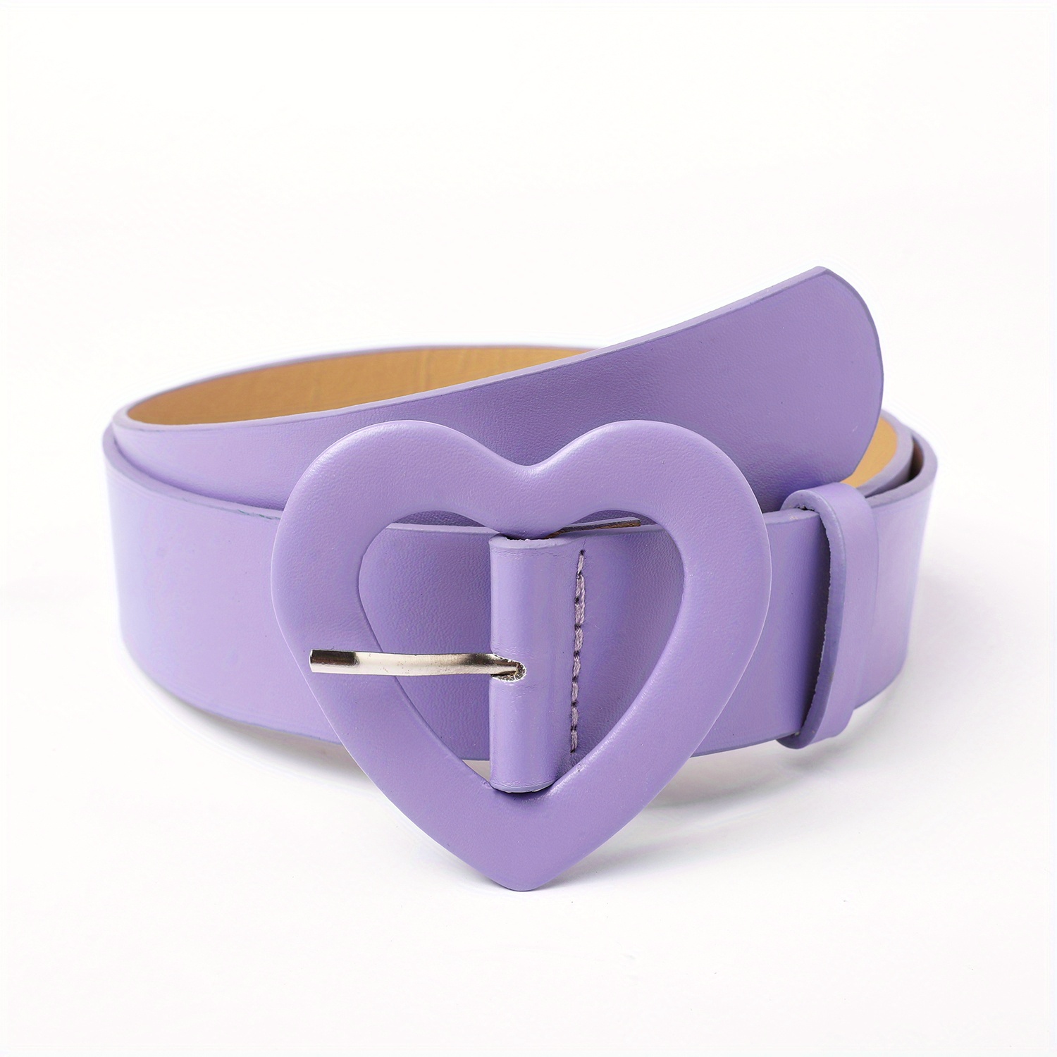 Cute Heart Buckle Wide Belts Candy Color Casual Leather Belt - Temu