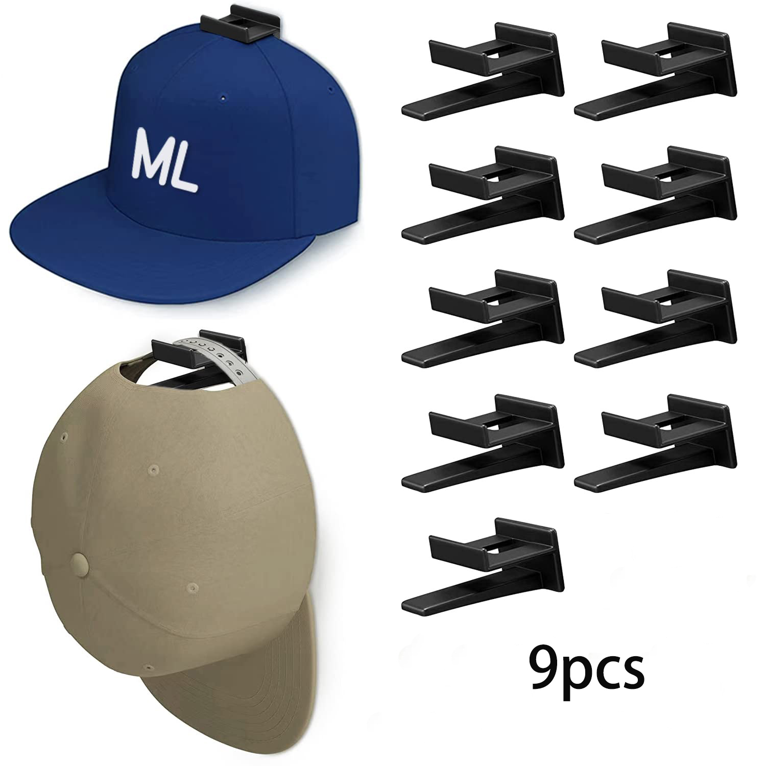 5/9pcs Adhesive Hat Hook Racks For Baseball Caps Minimalist