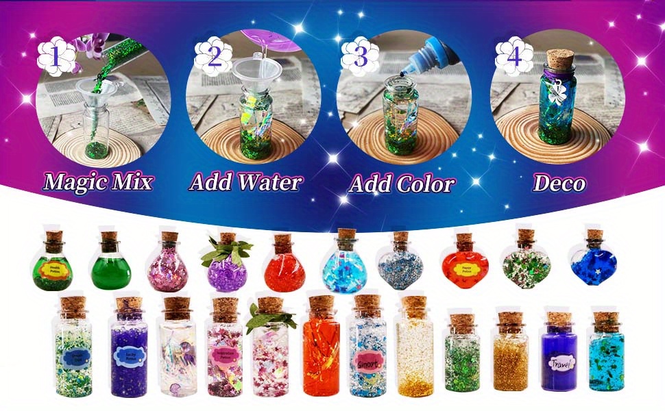 CGBOOM Kit de fabrication de potions pour enfants, Kit de fabrication de  potions de fées pour filles, Cadeau créatif et jouets de potions magiques :  : Jeux et Jouets