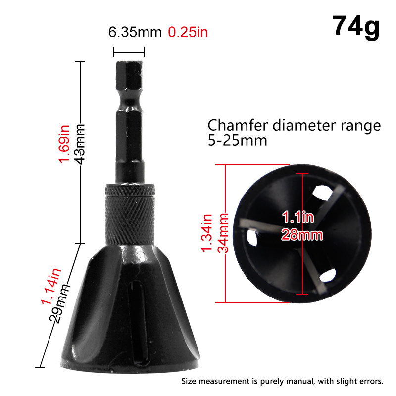 Vearter 20mm Deburring External Chamfer Tool Tungsten Blade Drill Bit With  1/4'' Hex Quick Release Shank For Remove Burr Steel