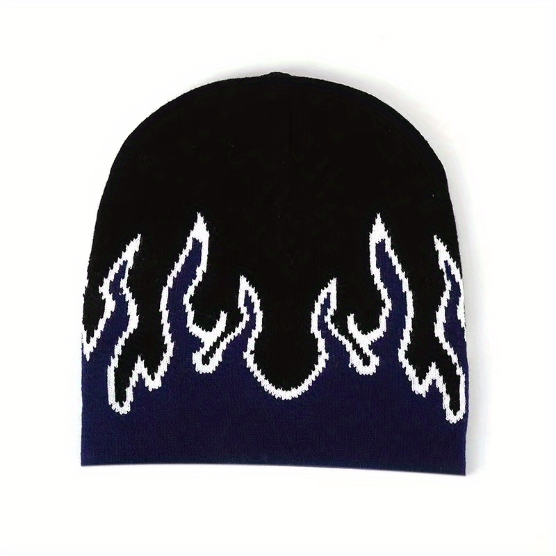 Trendy Y2k Fire Pattern Thermal Knit Hat Ear Protection - Temu