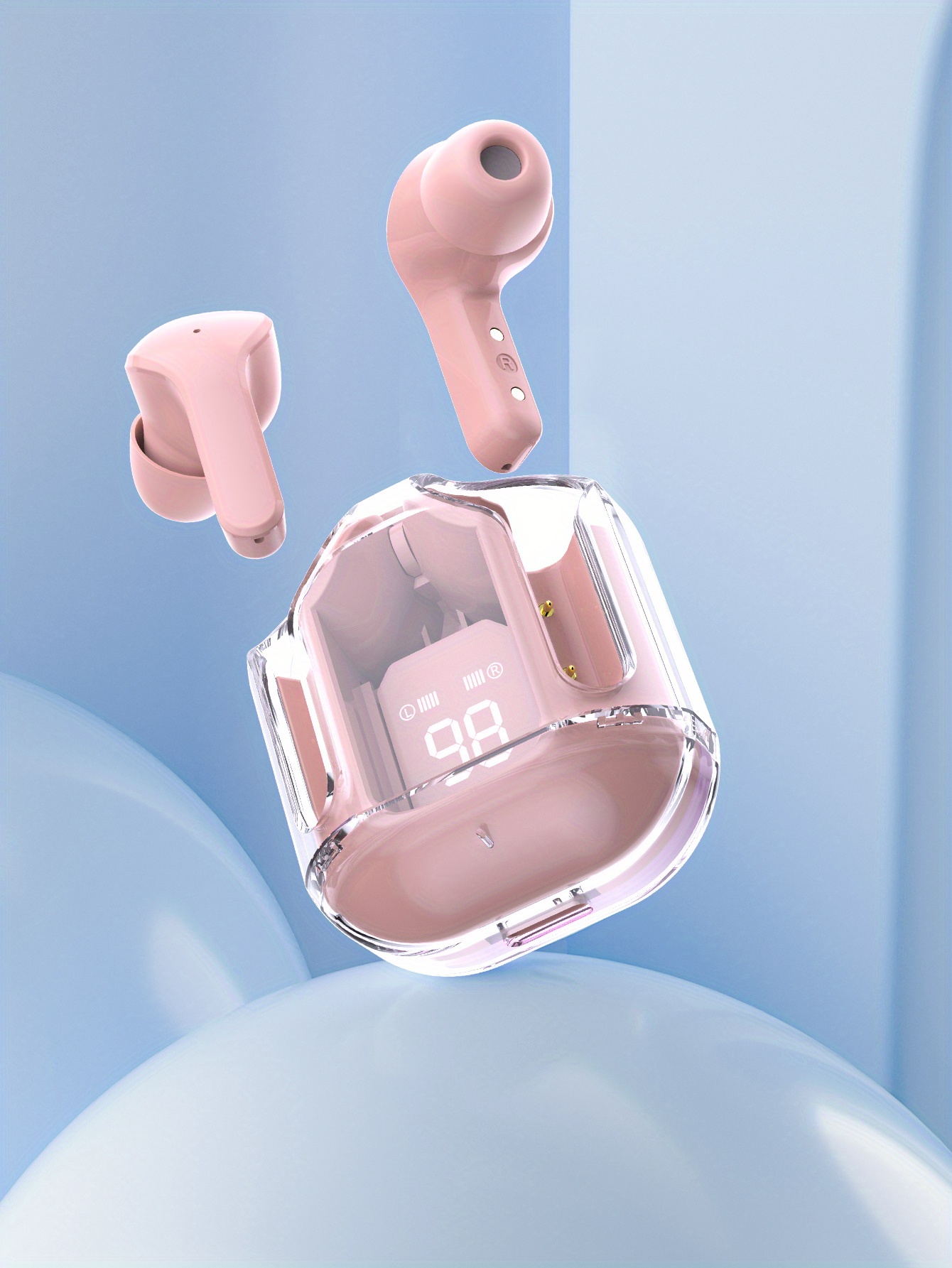 Transparent TWS, No Lid Design, Wireless V5.3 Colorful True Wireless Stereo Earbuds, Silicone In-ear, Touch Button, Hands-free Headset, Battery Capac_voghion.com
