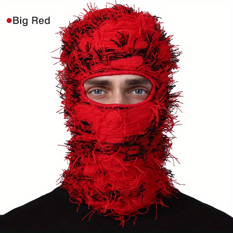MASQUE DE SKI cagoule rouge noir tricoté sur mesure dreadlocks