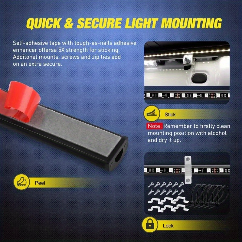 Rgb Truck Bed Lights Strip Kit Ip65 Waterproof 12v Rgb Light - Temu