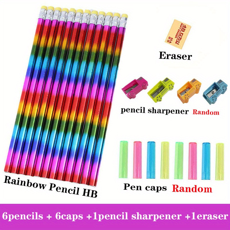 Creative Colorful Laser Pencil Round Rod Rainbow Pencil Hb Student Pencil  For Children, Pencil , Pencil Sharpener, Eraser Set - Temu Lithuania