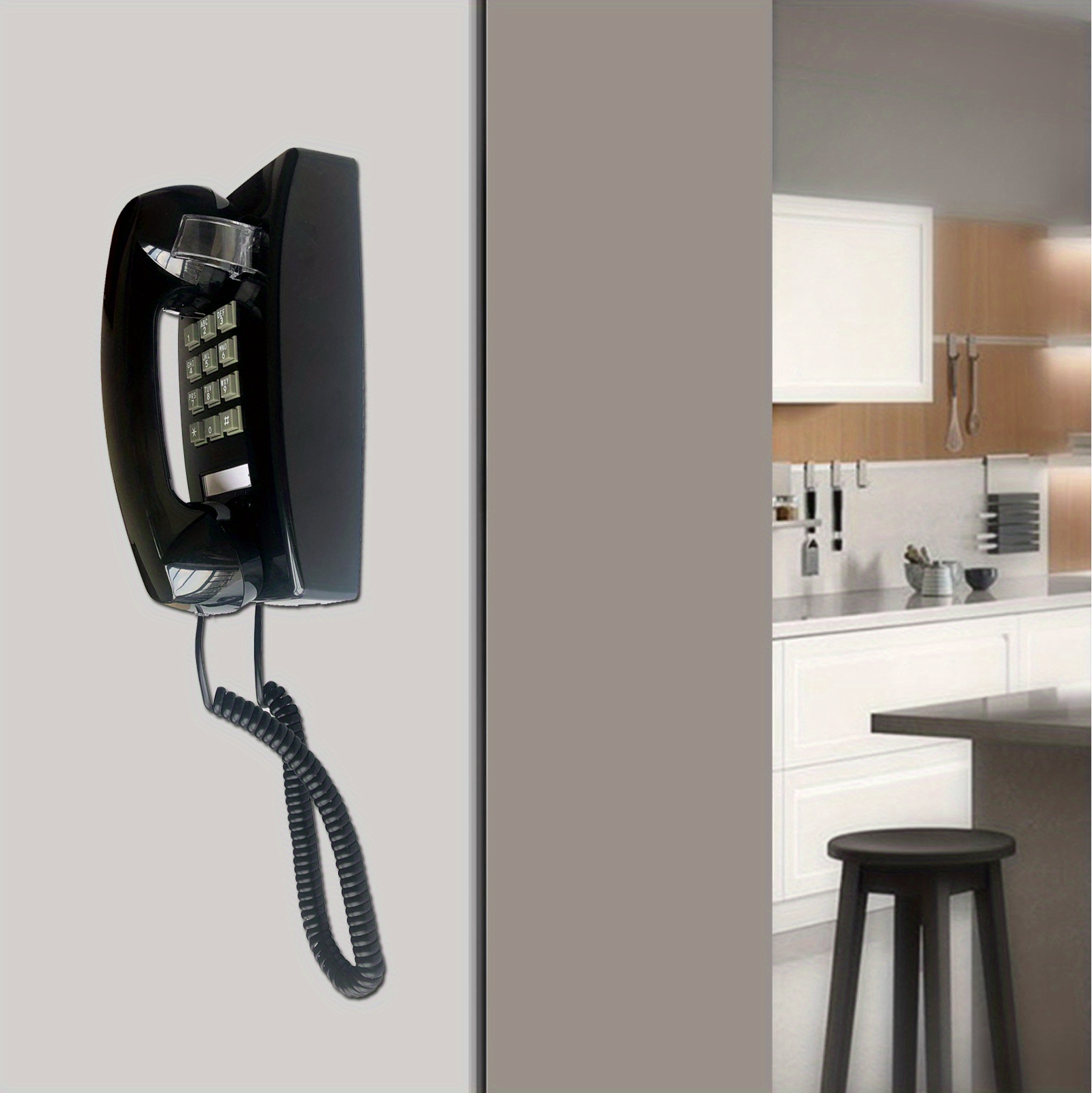 Teléfonos fijos de escritorio, teléfono con cable de montaje en pared,  teléfono de pared retro clásico con teléfono y función de silencio para  cocina