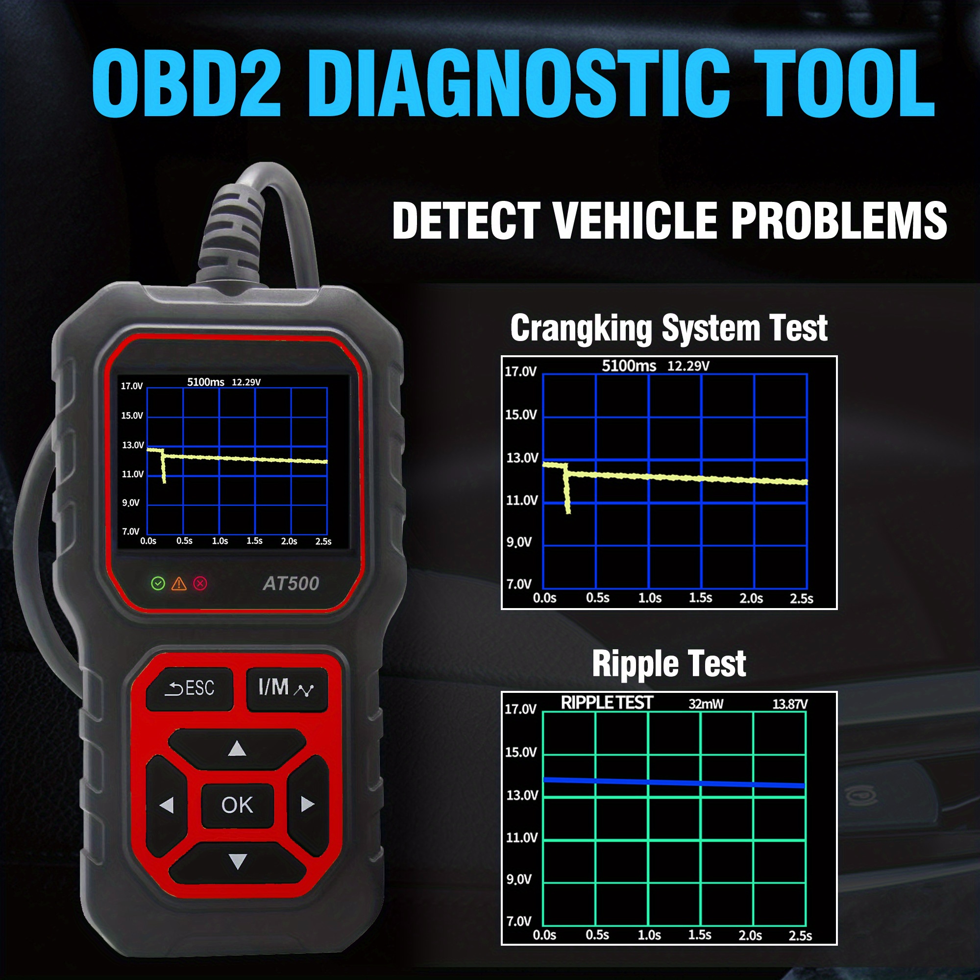 Car Code Reader Obd2 Car Code Scanner Voltage Tester Engine Temu