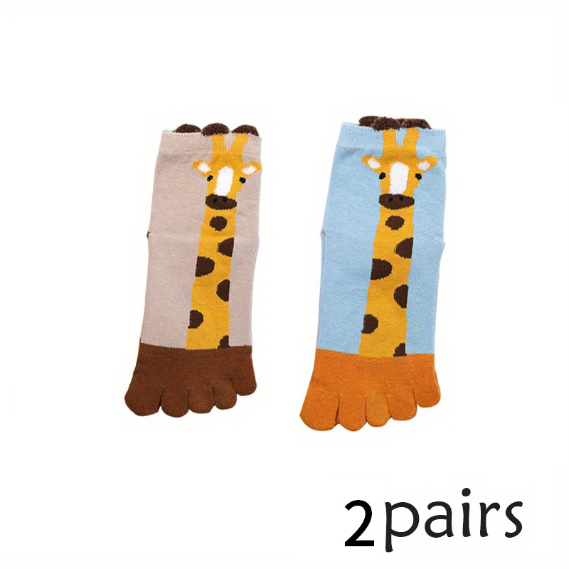 2 Pairs Five Finger Socks Cotton Blend Toe Socks Warm Christmas