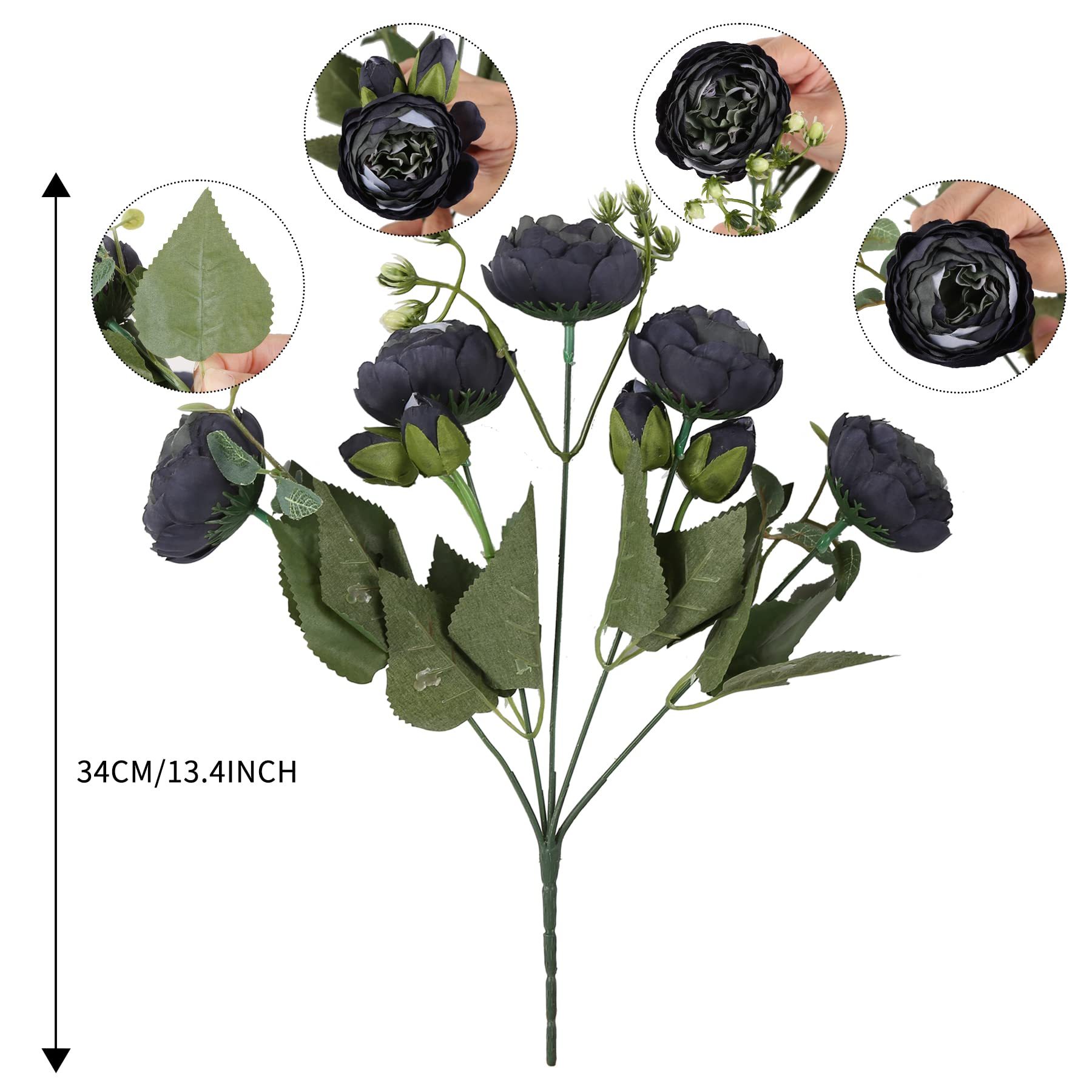 5heads Black Roses Artificial Flowers Bulk Arrangements For - Temu