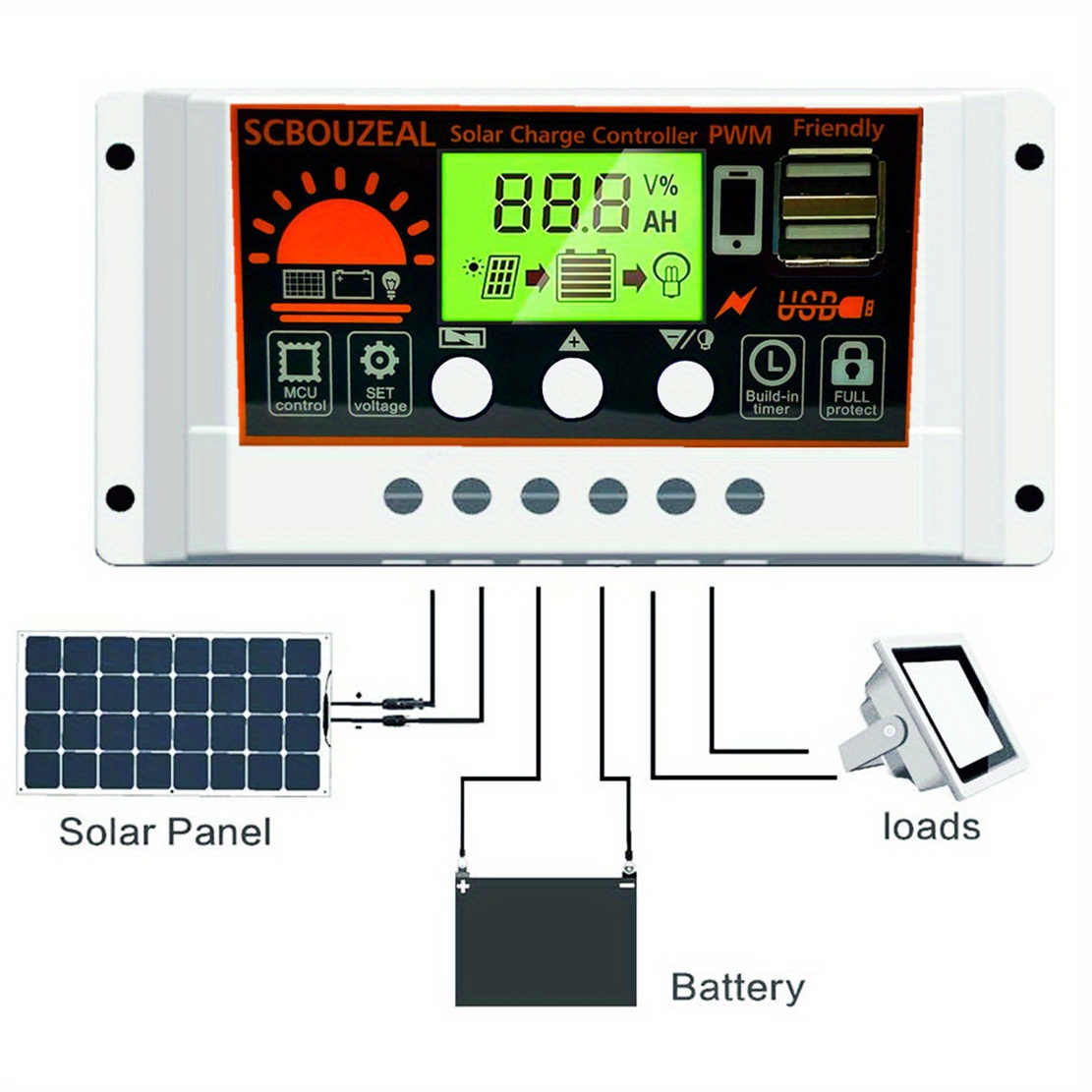 30amp Solar Powered Inverter Charge Controller Auto 12v 24v - Temu ...