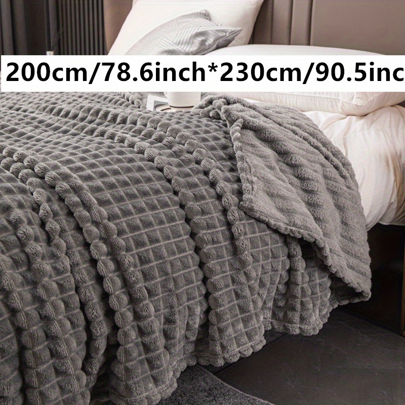 Checkered Imitation Rabbit Fur Bed Blanket Warm Cozy Soft Temu