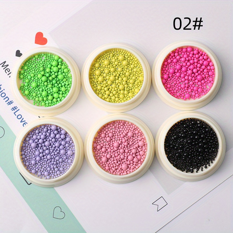 Colorful Mini Bubble Nail Beads Assorted Sizes Round - Temu