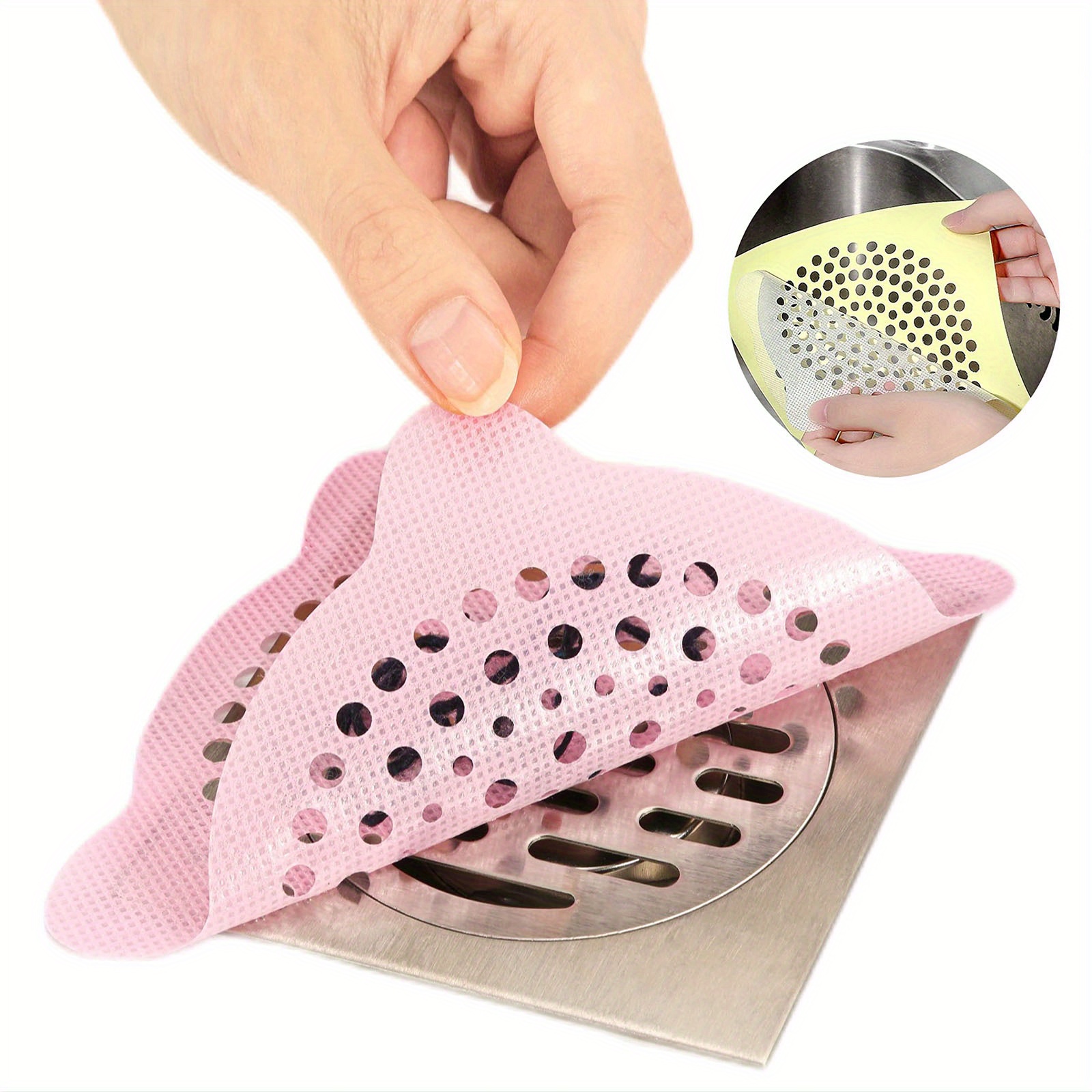 Disposable Shower Drain Hair Catcher Mesh Stickers, Bathroom Drain Hair  Catcher/Bathtub Drain Cover/Flat Shower Drain Screen Cover - Dog Hair  Catcher for Shower to Catch Hair (30) 