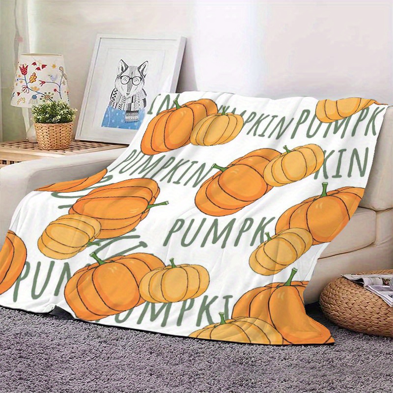 1pc Pumpkin Print Flannel Blanket Soft Cozy Throw Blanket Nap Blanket For  Travel Sofa Bed Office Home Decor Halloween Holiday Gift Blanket For Boys  Girls Adults Available All Season Home 