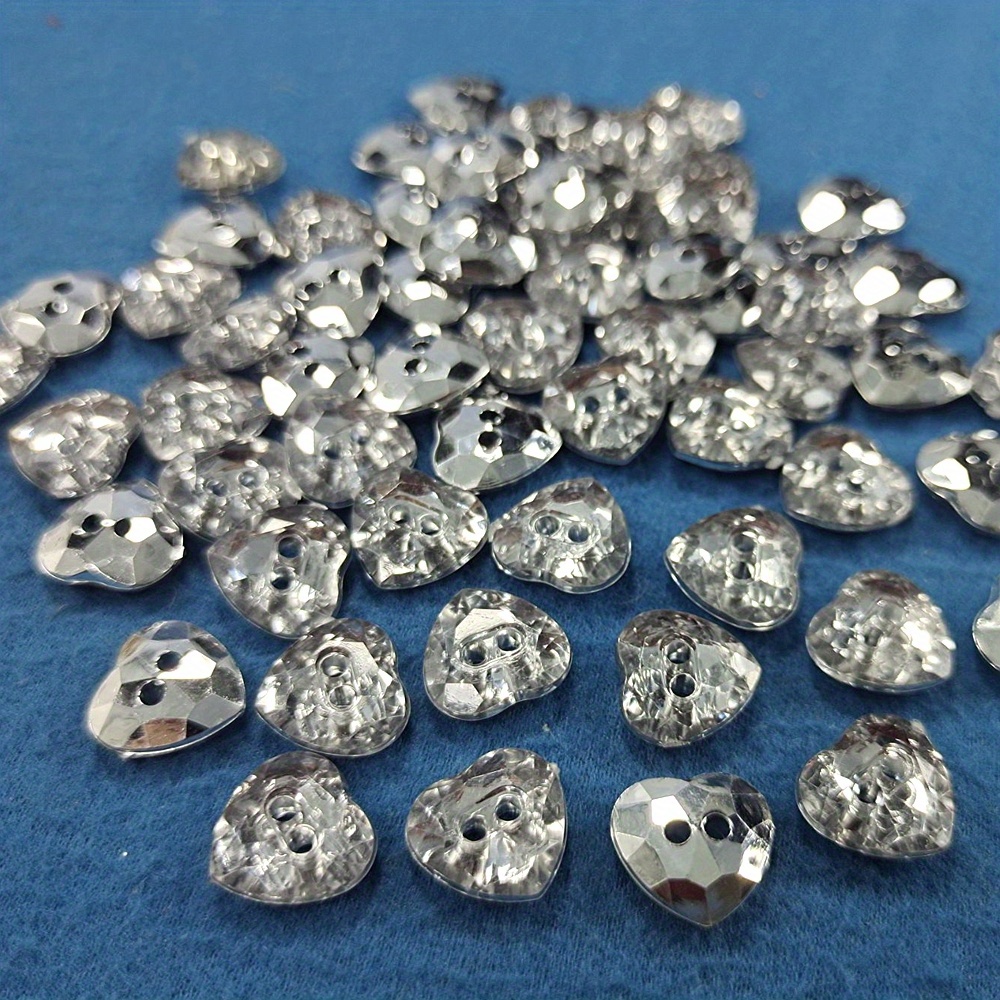 50pcs 1.2cm Heart Shape Acrylic Rhinestone Button Garment Bags Decorative Accessories Diy Crafts