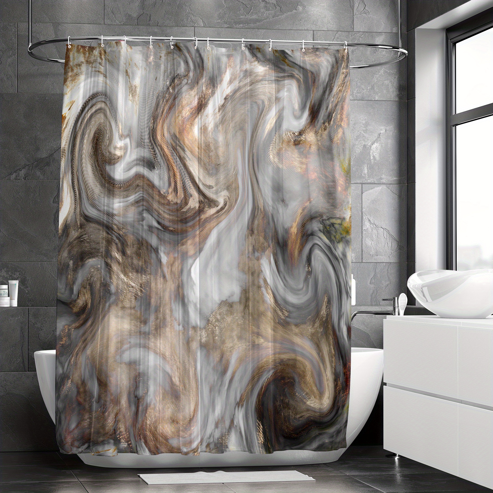 4 Pcs Shower Curtain Set Marble Black Gold Ombre Luxury Abstract Fluid  Modern With Non Slip Rugs Toilet Lid Cover And Bath Mat Bathroom Decor Set  72