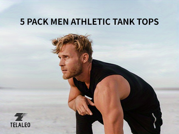 TELALEO 5 Pack Men's Athletic Compression Shirts Sleeveless Workout Tank Top