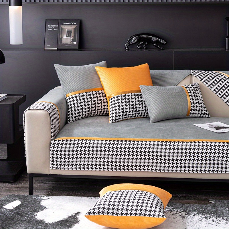 Short Plush Sofa Slipcover Modern Non slip Sofa Cover