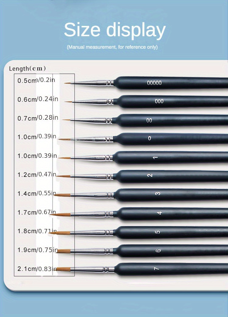 12 Pcs Langhao Hook Line Pen Fine Point Paint Brush Eyeliner Miniature  Brushes