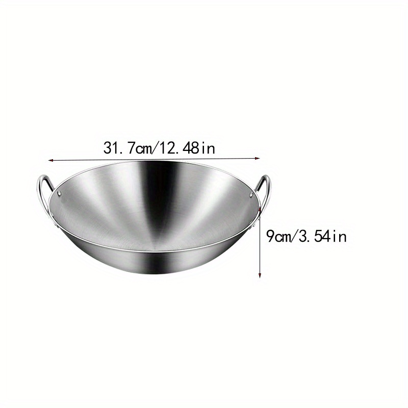 Double Ear Stainless Steel Frying Pan Traditional Stainless - Temu