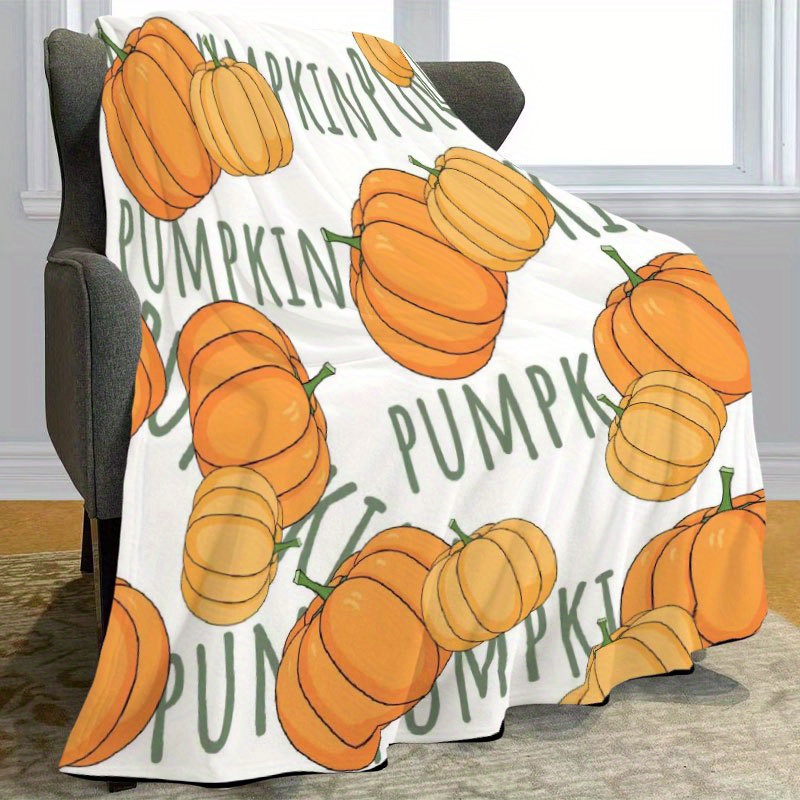 1pc Pumpkin Print Flannel Blanket Soft Cozy Throw Blanket Nap Blanket For  Travel Sofa Bed Office Home Decor Halloween Holiday Gift Blanket For Boys  Girls Adults Available All Season Home 
