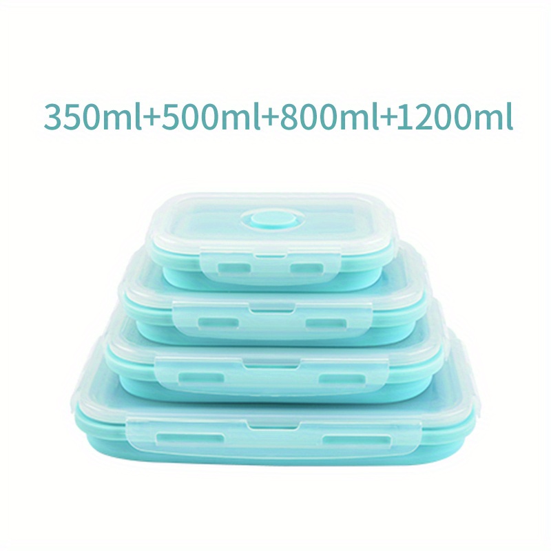 4 Size Choose Silicone Rectangle Lunch Box Collapsible Bento Box Folding  Food Container Bowl 350/500/800/1200ml for Dinnerware