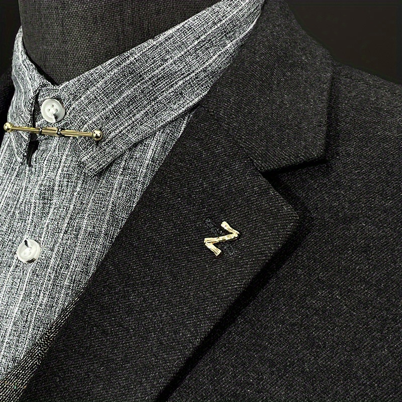 1pc Letter Design Brooch Monogram Brooch Shirt Collar Pin Suit Decoration